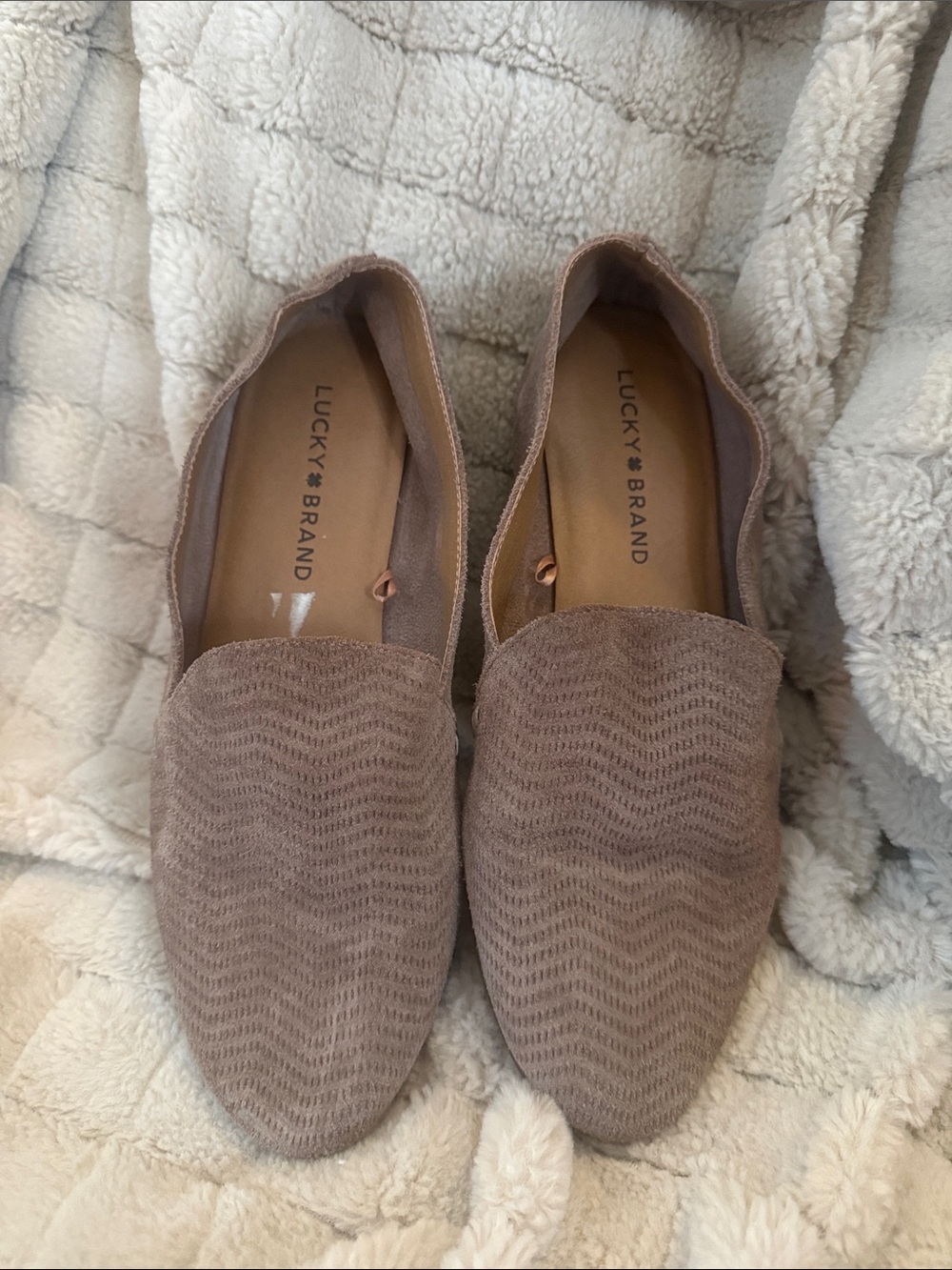 Lucky Brand Mauve-Taupe Slip-On Textured Flats